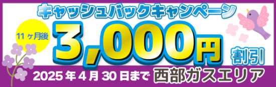 【西部ガス】キャッシュバックキャンペーン_202504